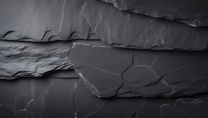 Dark slate stone texture with rough edges and cracks