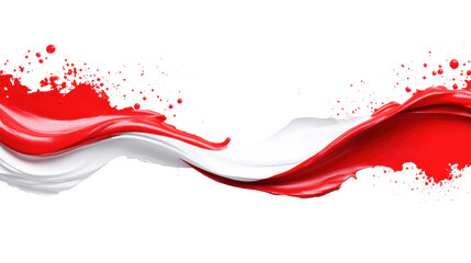 Dynamic Brush Strokes with Red and White Splatters  on Transparent Background