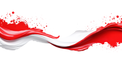 Dynamic Brush Strokes with Red and White Splatters  on Transparent Background