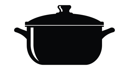 Obraz premium A striking black silhouette of a cooking pot with handles and a lid a kitchen essential silhouette