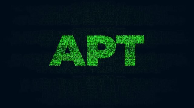 Apt advanced persistent threat cyber attack text animation with digital code