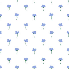 seamless pattern with light blue flowers 