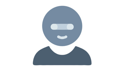 Fototapeta premium Friendly robot avatar icon, blue humanoid bot character for AI assistant or customer support chatbot