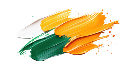 Vibrant Brush Strokes in Orange, Green, and White  on Transparent Background