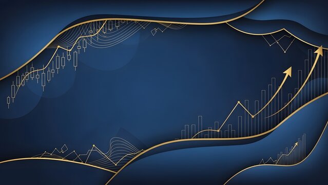 Corporate blue background design featuring abstract financial graphs and charts for business growth - Powered by Adobe