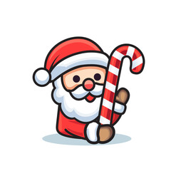 Santa Carrying Large Candy Cane Vector design.