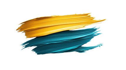 Yellow and Blue Brush Strokes on Transparent Background
