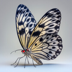 Realistic butterfly with intricate patterns on a neutral background  