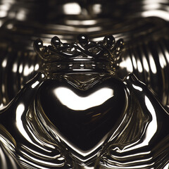 Claddagh ring with heart and crown in close-up macro view  