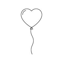 Continuous Line Heart Balloon Vector