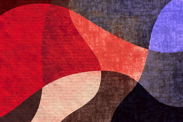 曲線の色面構成 コラージュ風 5-1-28