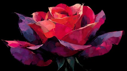 pink rose on black background