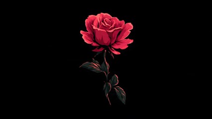 Red rose isolated on black background, red rose, background for greeting, background for card