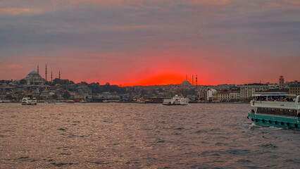 Fototapeta premium istanbul bosphorus sunset view turkiye