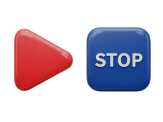 Play and stop buttons isolated on transparent background