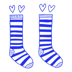 Striped Socks with Hearts Doodle