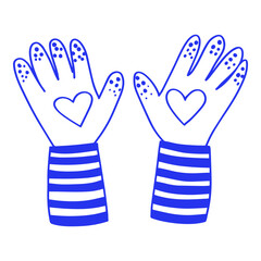 Two Hands with Hearts Doodle