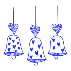 Hanging Bells with Hearts Doodle