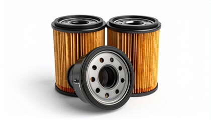 Automotive Oil Filters with Pleated Media Symbolizing Engine Care and Editorial Styling for Mechanical Precision