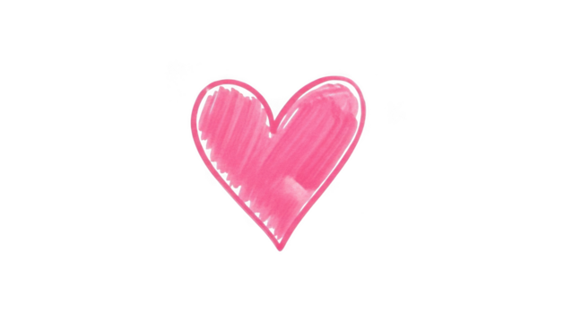 Hand-drawn pink heart isolated on transparent background - Powered by Adobe