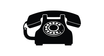 A striking black and white graphic of a vintage rotary telephone a classic communication device silhouette