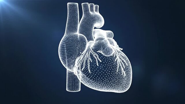 Abstract 3 d heart animation wireframe model medical visualization