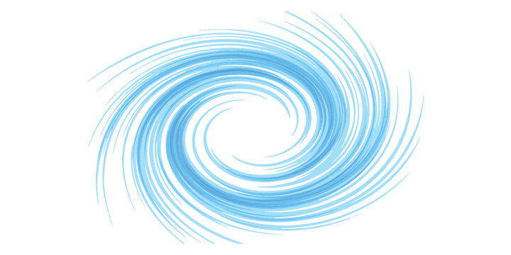 A dynamic abstract blue spiral vortex swirl design element with thin lines creating motion