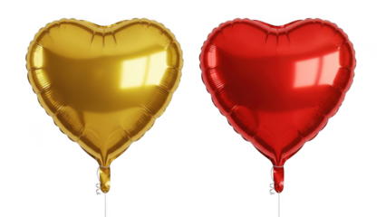 Pair of heart shaped balloons isolated on transparent background