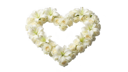 Heart-shaped flower arrangement isolated on transparent background