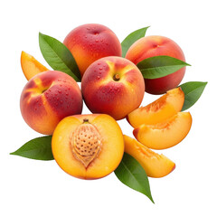 Fresh peaches isolated on white background