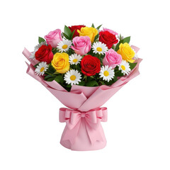 Vibrant flower bouquet isolated on white background