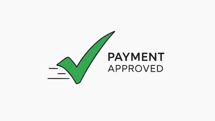 Green checkmark indicating payment approved with motion lines