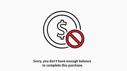 Insufficient funds for purchase with dollar coin and prohibition sign