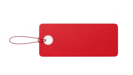 Red luggage tag isolated on transparent background