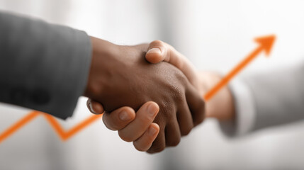 Successful Business Partnership: Close-up of Two Professionals Shaking Hands with Growing Graph, Spa Collaboration