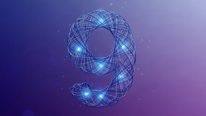 Futuristic Number 9 with Blue Glowing Lights number nine