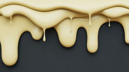 A creamy liquid drips down a dark surface in a smooth flow