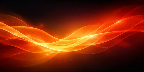 Dynamic abstract background with orange fire waves and glowing fractal lines creating a decorative flow of energy and flame motion for a modern red art wallpaper design illustration © AbidurRahman