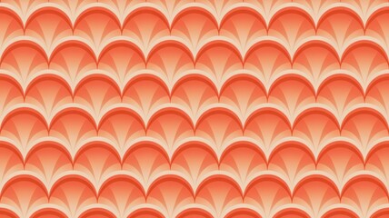 A vibrant orange and white scallop pattern background texture
