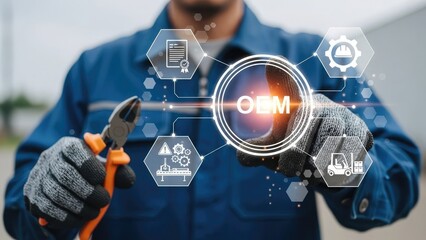 Mechanic interacting with OEM interface for industrial equipment maintenance