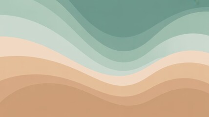 A colorful abstract illustration of layered wavy lines in pastel shades