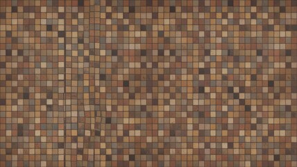 A mosaic tile wall with a mix of brown and tan colors