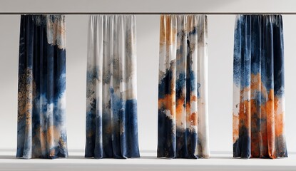 Obraz premium Assortment of Abstract Watercolor Curtains in Blue and Orange