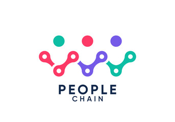 simple tech chain with people logo. teamwork, community, social icon design concept