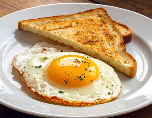  Fried egg sunny side up with toast