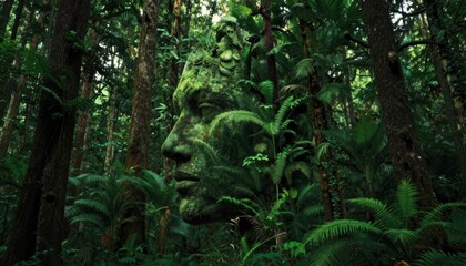 Digital tree sculpture representing nature's beauty in enchanted forest art installation lush environment serene viewpoint inspired concept