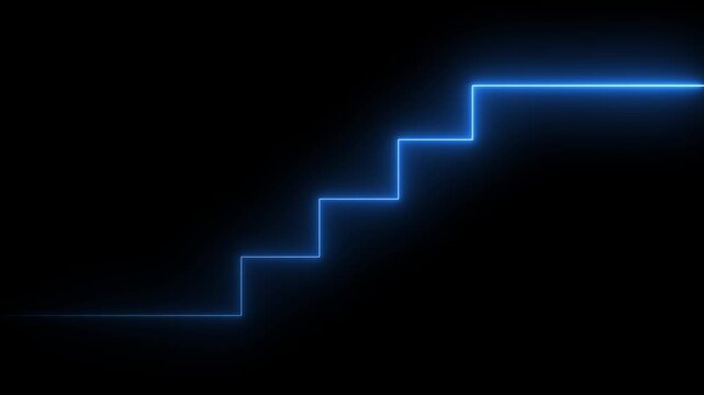 Glowing neon increase business graph arrow chart animation on black background.Glowing neon up business graph animation with arrow and black background.4k motion