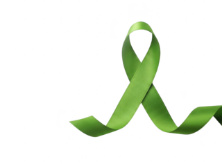Green awareness ribbon isolated on transparent background for mental health