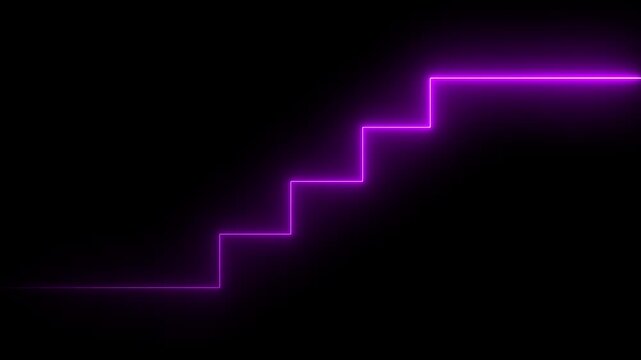 Glowing neon increase business graph arrow chart animation on black background.Glowing neon up business graph animation with arrow and black background.4k motion
