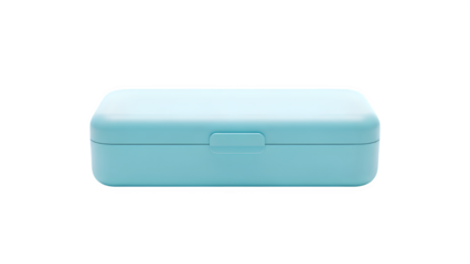 Small light blue plastic storage case or container isolated on transparent background